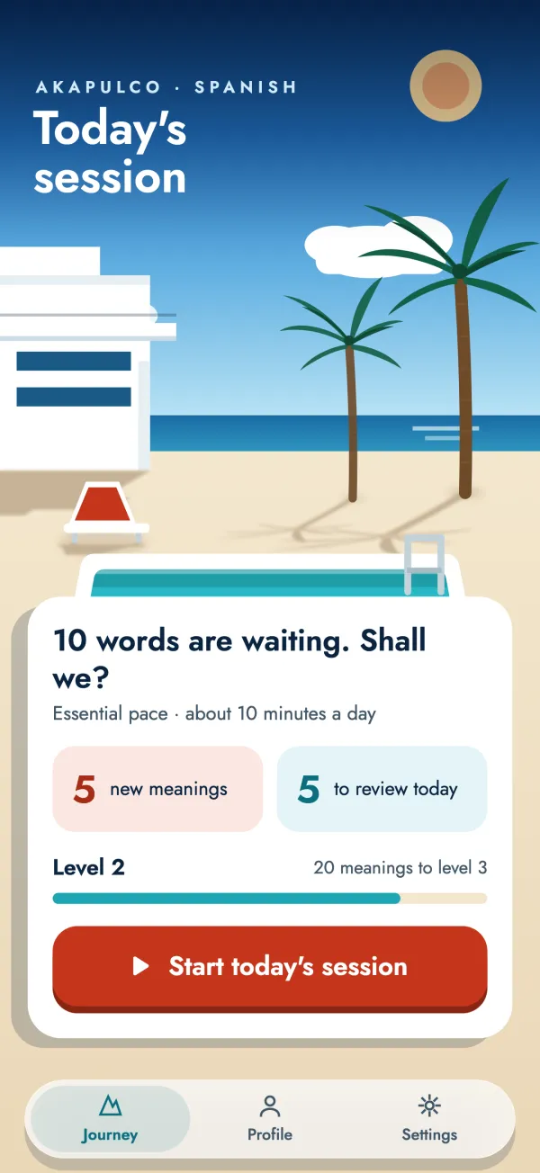The “Today's session” screen